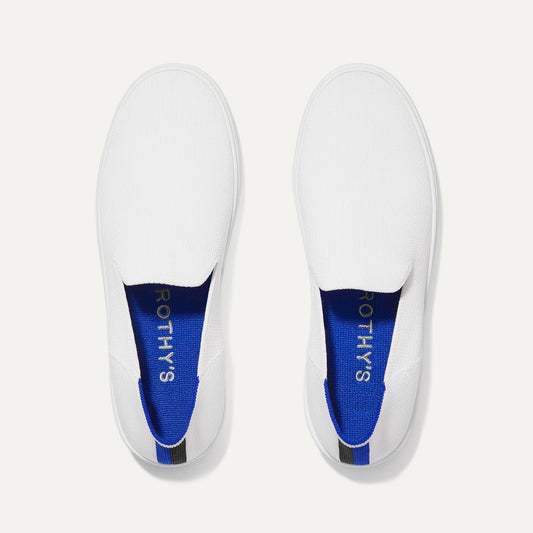A pair of The slip-on Sneaker in Bright White shown from the top view.