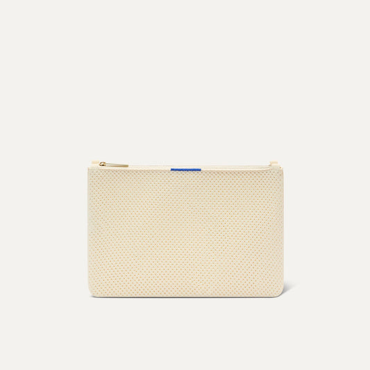 PLP |The Convertible Clutch in Love Bird Open-Knit, shown from the front.